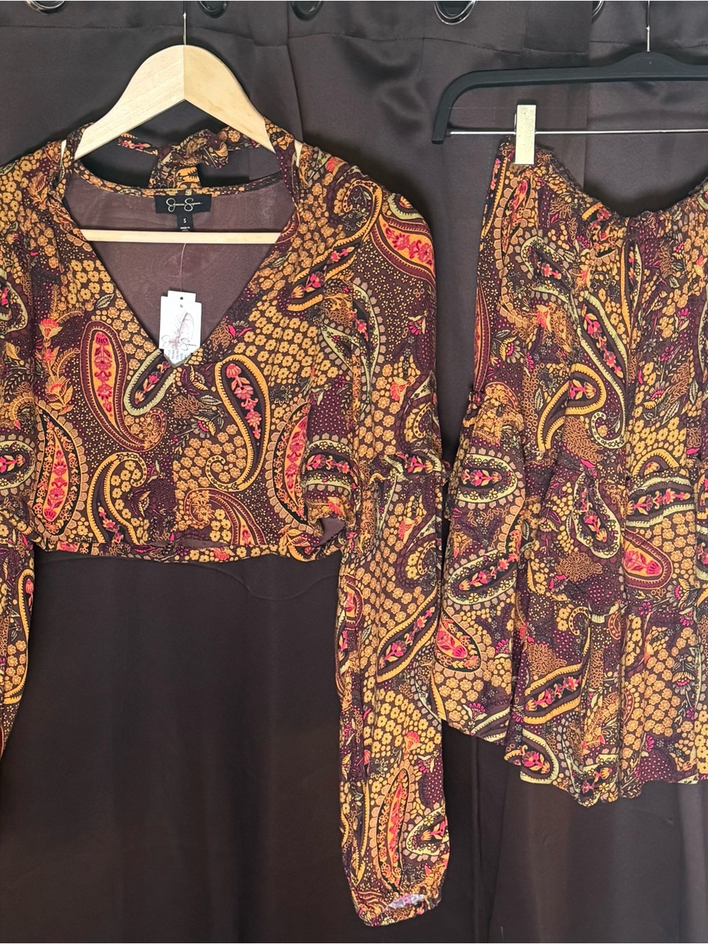 Upcycled paisley print 2 piece set size S - Picture 2 of 3